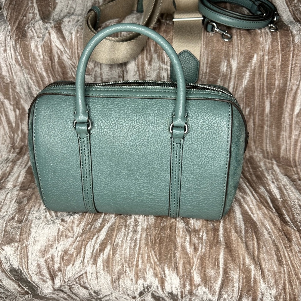 Tory Burch Green Leather Mini Satchel with Tassel - Picture 5 of 9
